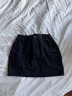 Black Cargo Mini Skirt